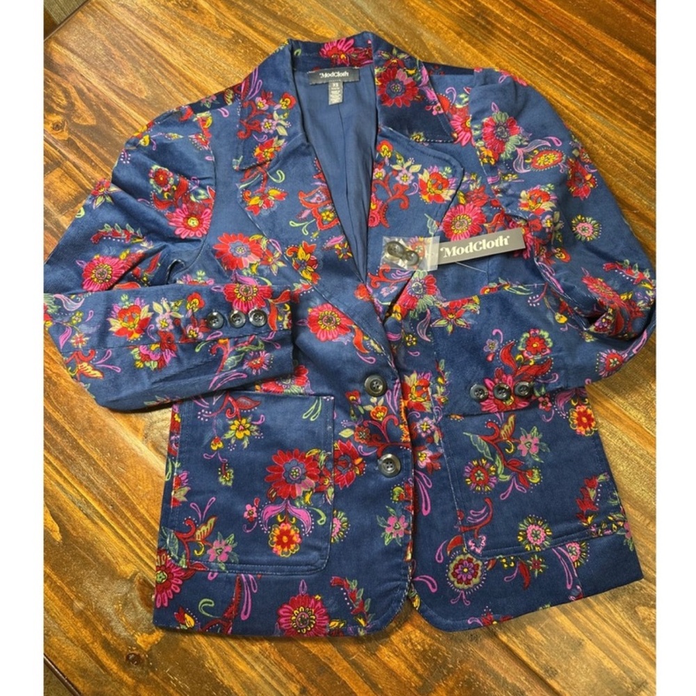 ModCloth Statement Floral Corduroy Blazer NWT XL
